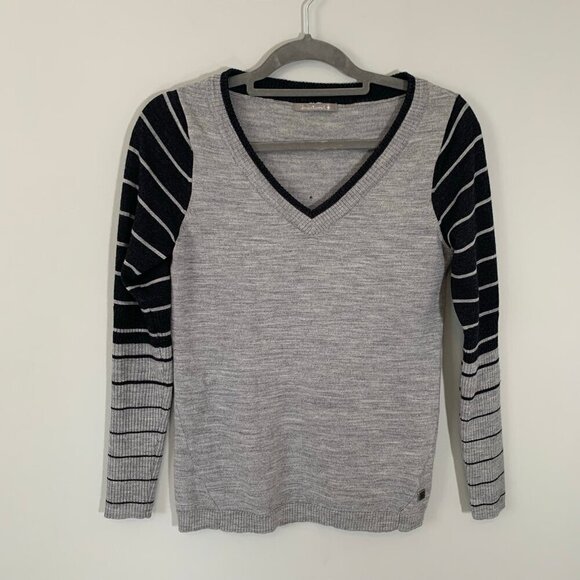 Smartwool mixed print lightweight v-neck‎ gray black pullover sweater - Picture 1 of 11